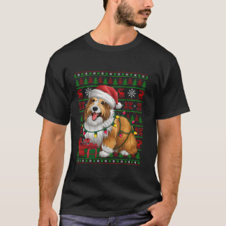 Xmas Lights Ugly Santa Hat Belgische Herdershond C T-shirt