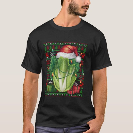 Xmas Lights Ugly Santa Hat Groentesla Chris T-shirt (Voorkant)