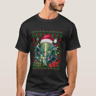 Xmas Lights Ugly Santa Hat Plantaardige Kool Chris T-shirt