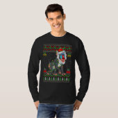 Xmas Lights Ugly Sweater Style Santa Baboon Christ T-shirt (Voorkant volledig)