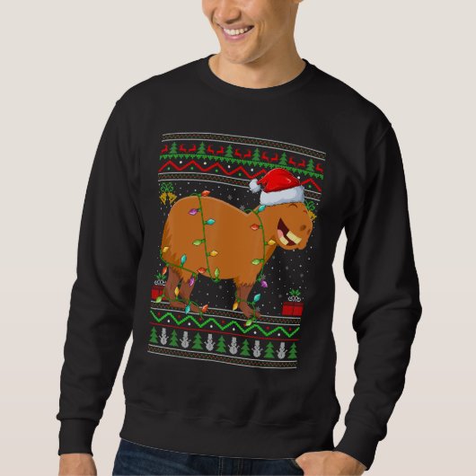 Xmas Lights Ugly Sweater Style Santa Capybara Chri (Voorkant)