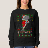 Xmas Lights Ugly Sweater Style Santa Manatee Chris (Voorkant)