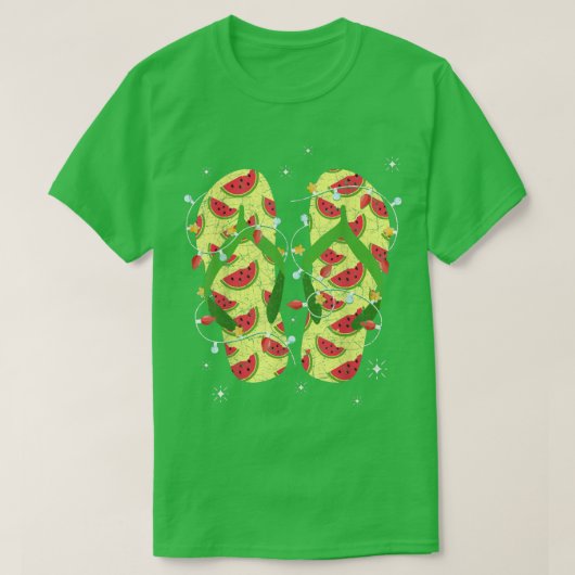 Xmas Lights Watermeloen Teenslippers Tropische ker T-shirt (Design voorkant)