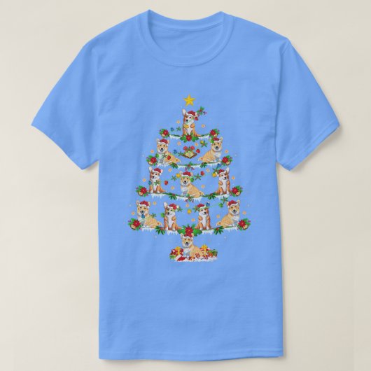 Xmas Lights Welsh Corgi Dog kerstboom1694 T-shirt (Design voorkant)