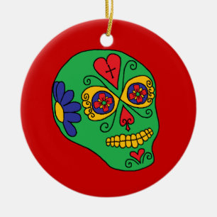 Xmas Lucha Libre Sugar Skull Keramisch Ornament
