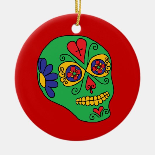 Xmas Lucha Libre Sugar Skull Keramisch Ornament (Voorkant)