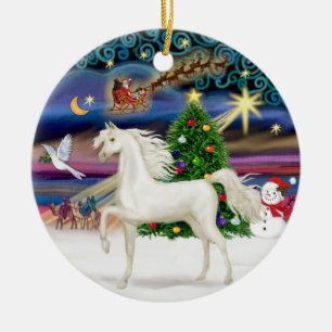 Xmas Magaic - Arabische Paard (wit) Keramisch Ornament