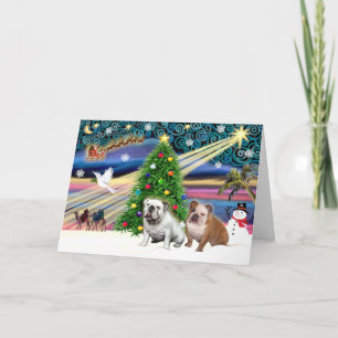 Xmas Magic - 2 Engelse Bulldogs Feestdagen Kaart