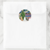 Xmas Magic - 3 katten (2 tabbys - wit) Ronde Sticker (Tas)