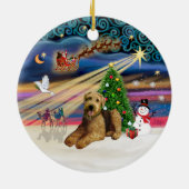 Xmas Magic - Airedale 5 (liggend) Keramisch Ornament (Achterkant)