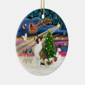 Xmas Magic - Akita (bruin-wit) Keramisch Ornament (Rechts)