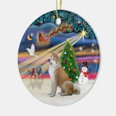 Xmas Magic - Akita Inu 2 Keramisch Ornament (Links)