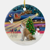 Xmas Magic - Akita Inu 2 Keramisch Ornament (Achterkant)