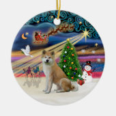 Xmas Magic - Akita Inu Keramisch Ornament (Voorkant)