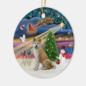 Xmas Magic - Akita Inu Keramisch Ornament (Links)