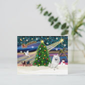 Xmas Magic-American Eskimo Dog Feestdagenkaart (Staand voorkant)