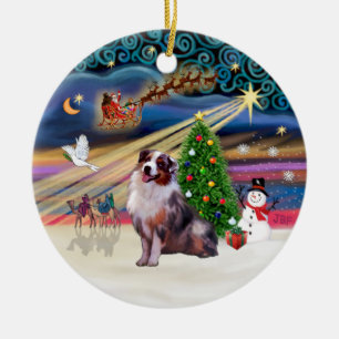 Xmas Magic - Aussie Shepherd 1 (merle) Keramisch Ornament