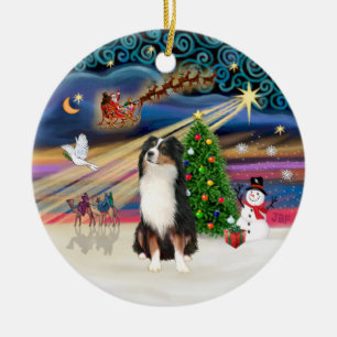 Xmas Magic - Aussie Shepherd (driekleurig) Keramisch Ornament