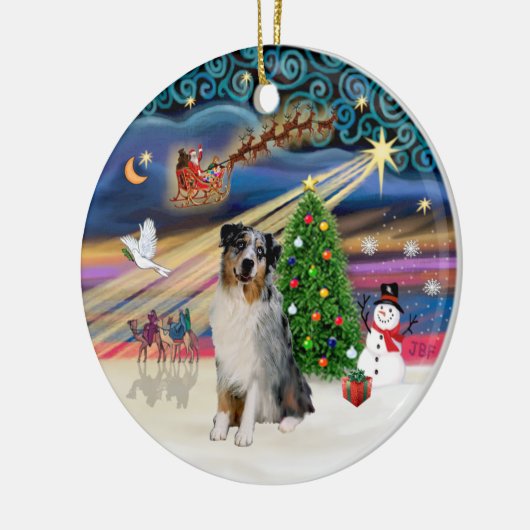 Xmas Magic - Aussie Shepherd (Merle) Keramisch Ornament (Links)