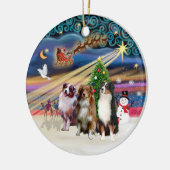 Xmas Magic - Aussie Shepherds (drie) Keramisch Ornament (Links)