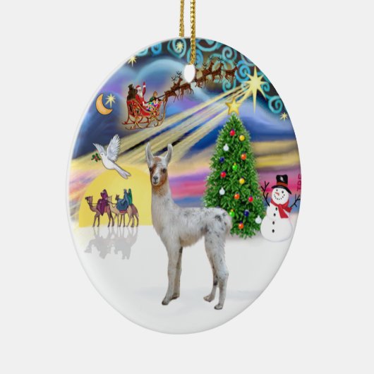 Xmas Magic - Baby Llama Keramisch Ornament (Rechts)
