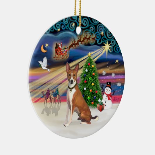 Xmas Magic - Basenji Keramisch Ornament (Rechts)