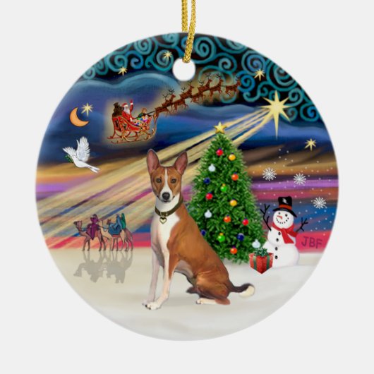 Xmas Magic - Basenji Keramisch Ornament (Voorkant)