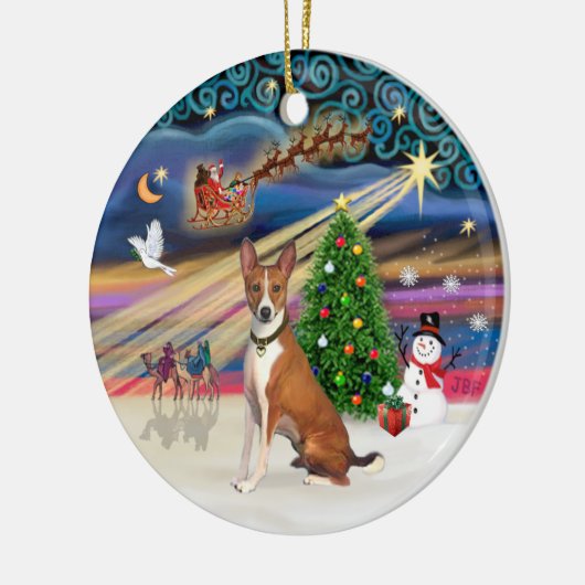 Xmas Magic - Basenji Keramisch Ornament (Links)