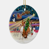 Xmas Magic - Basenjis (twee) Keramisch Ornament (Rechts)