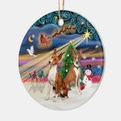 Xmas Magic - Basenjis (twee) Keramisch Ornament (Links)