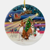 Xmas Magic - Basenjis (twee) Keramisch Ornament (Achterkant)