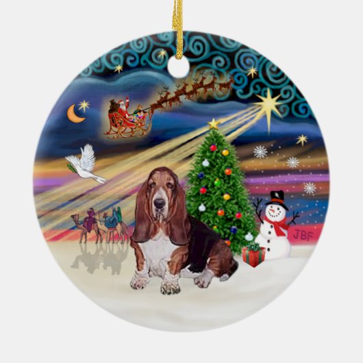 Xmas Magic - Basset Hound Keramisch Ornament (Achterkant)