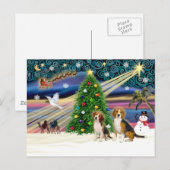 Xmas Magic Beagle Paar Feestdagenkaart (Voorkant / Achterkant)