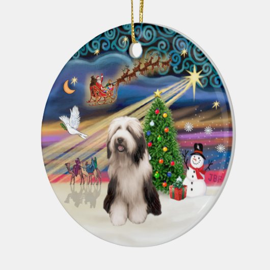 Xmas Magic - Bearded Collie (P) Keramisch Ornament (Links)
