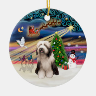 Xmas Magic - Bearded Collie (P) Keramisch Ornament