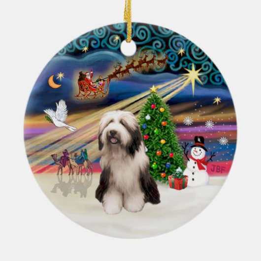 Xmas Magic - Bearded Collie (P) Keramisch Ornament (Achterkant)