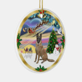Xmas Magic-Belgian Malinois1r Keramisch Ornament (Rechts)