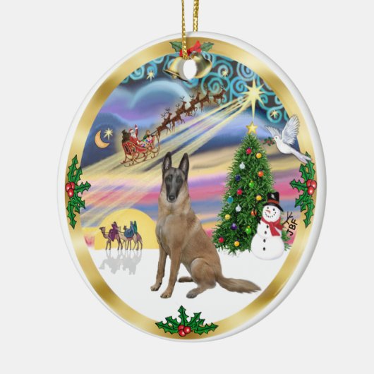 Xmas Magic-Belgian Malinois1r Keramisch Ornament (Links)