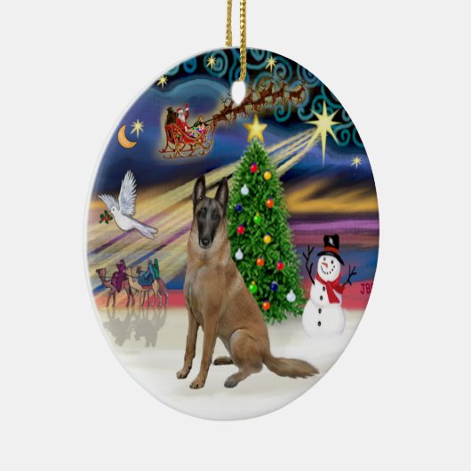 Xmas Magic-Belgian Malinois 1r Keramisch Ornament (Rechts)