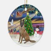 Xmas Magic-Belgian Malinois 1r Keramisch Ornament (Links)