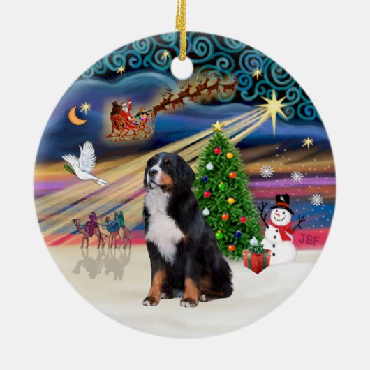 Xmas Magic - Berner Sennenhond 2 Keramisch Ornament (Achterkant)