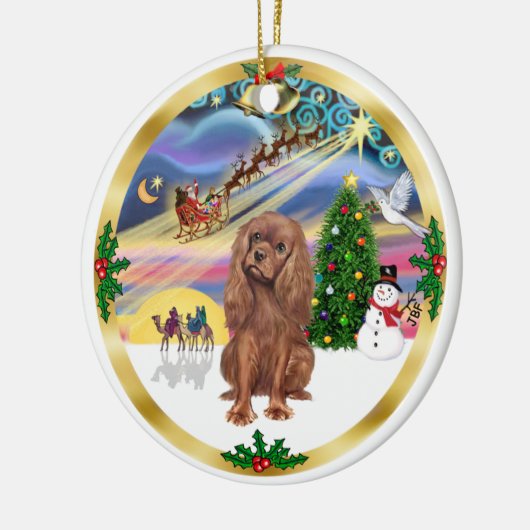 Xmas Magic beroemd gemaakt door Ruby Cavalier Keramisch Ornament (Links)