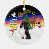Xmas Magic - Bi Black Shetland Sheepdog Keramisch Ornament (Achterkant)