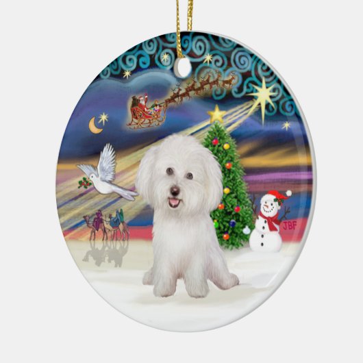Xmas Magic - Bichon Frise #7 Keramisch Ornament (Links)