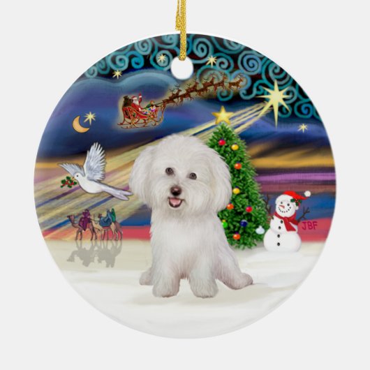 Xmas Magic - Bichon Frise #7 Keramisch Ornament (Achterkant)