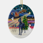 Xmas Magic - Blauw Grote Deen Keramisch Ornament (Rechts)