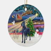 Xmas Magic - Blauw Grote Deen Keramisch Ornament (Links)