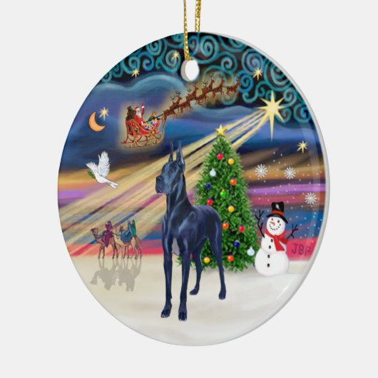 Xmas Magic - Blauw Grote Deen Keramisch Ornament (Links)