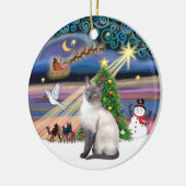 Xmas Magic - Blauw punt Siamees Keramisch Ornament (Links)