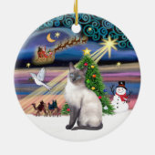 Xmas Magic - Blauw punt Siamees Keramisch Ornament (Achterkant)